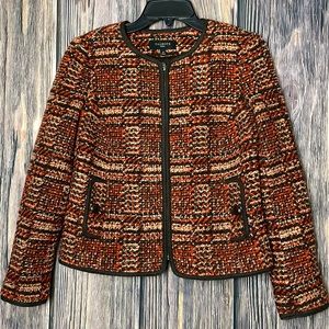Vintage TALBOTS WOMEN WOOLLY JACKET Size 4p Color Brown Orange